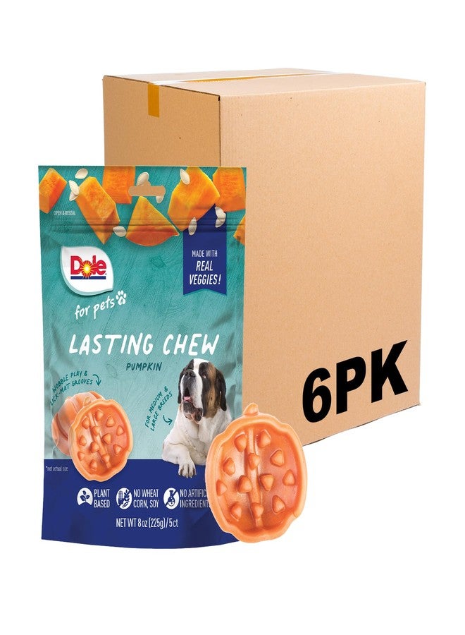 دولي دول فور بيتس فريشلي فيتشد، مكافآت مضغ طويلة الأمد للكلاب بنكهة اليقطين | بنكهة خضراوات حقيقية، خالية من القمح والذرة والصويا والنكهات والألوان والمواد الحافظة الاصطناعية والمنتجات الحيوانية، 8 أونصة - عبوة من 6 قطع - Image 1